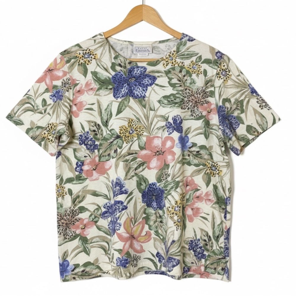 Basic Editons Vintage 80s/90s Floral Tropical Cottony Short Sleeve Tee